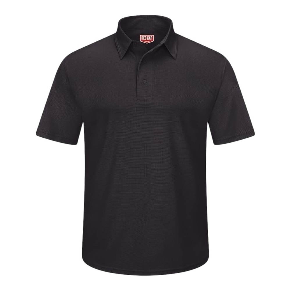 Red Kap Mens Big-Tall Professional Polo Shirt Black Waffle Texture Tagless - 5XL